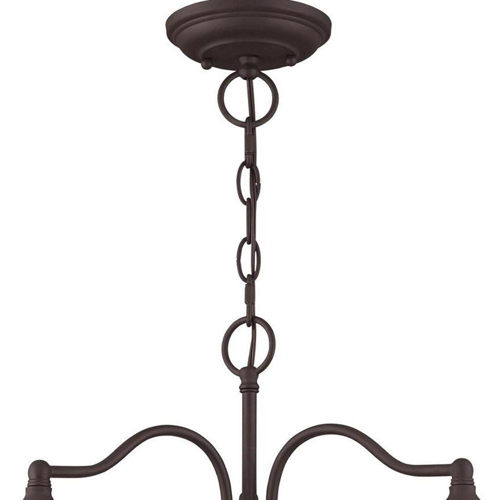 Bronze Three Light Metal Dimmable Chandelier With Shades HomeRoots