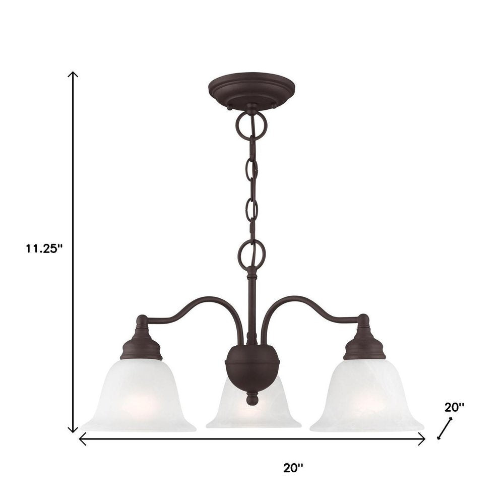 Bronze Three Light Metal Dimmable Chandelier With Shades HomeRoots