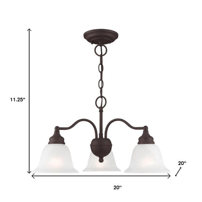 Bronze Three Light Metal Dimmable Chandelier With Shades HomeRoots