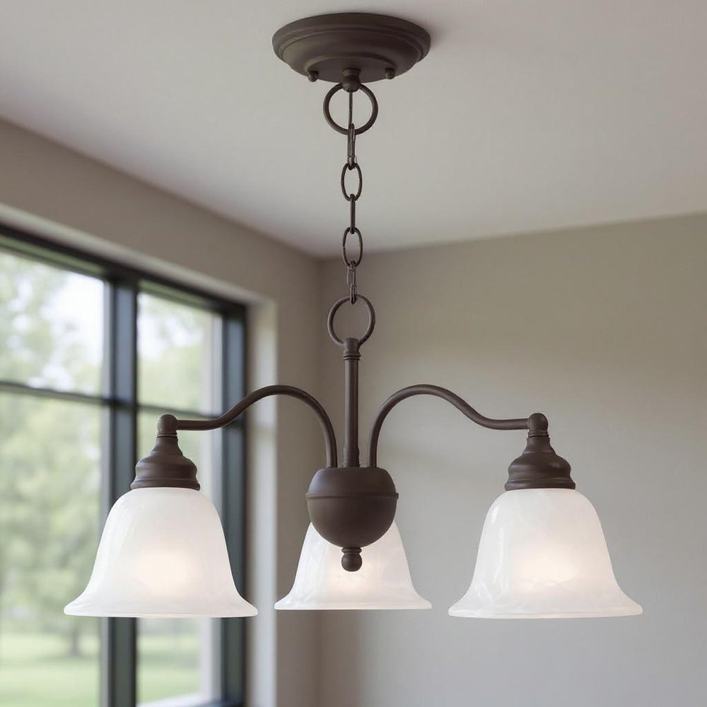 Bronze Three Light Metal Dimmable Chandelier With Shades HomeRoots
