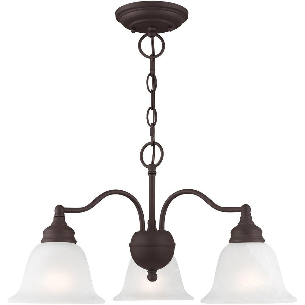 Bronze Three Light Metal Dimmable Chandelier With Shades HomeRoots