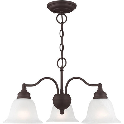 Bronze Three Light Metal Dimmable Chandelier With Shades HomeRoots