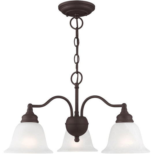 Bronze Three Light Metal Dimmable Chandelier With Shades HomeRoots