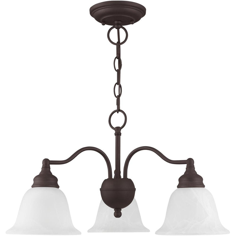 Bronze Three Light Metal Dimmable Chandelier With Shades HomeRoots