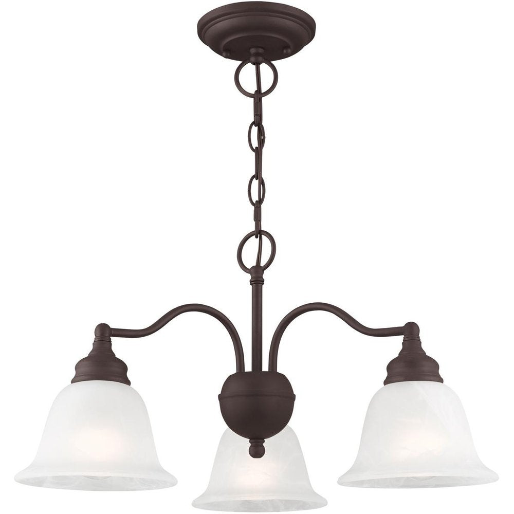 Bronze Three Light Metal Dimmable Chandelier With Shades HomeRoots