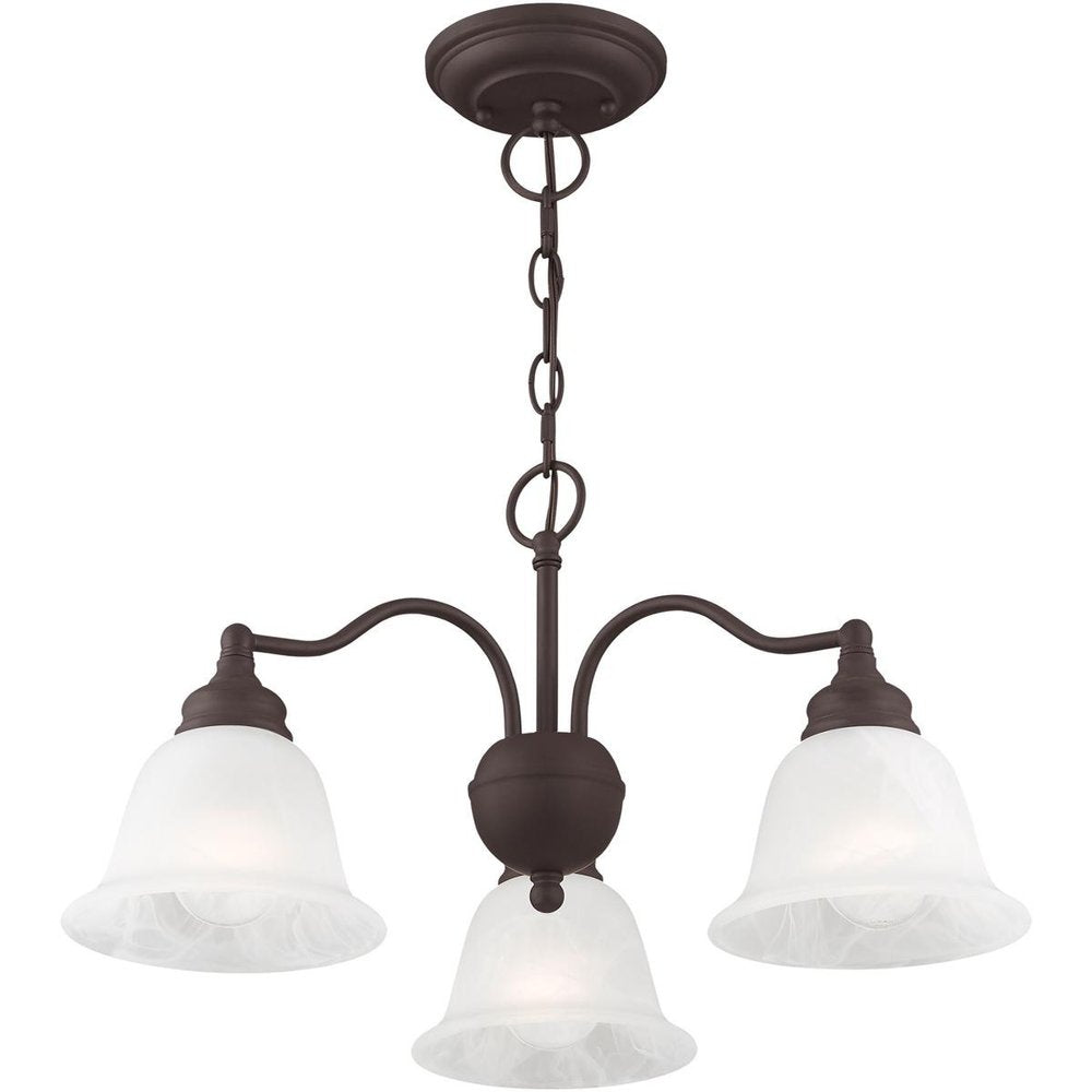 Bronze Three Light Metal Dimmable Chandelier With Shades HomeRoots