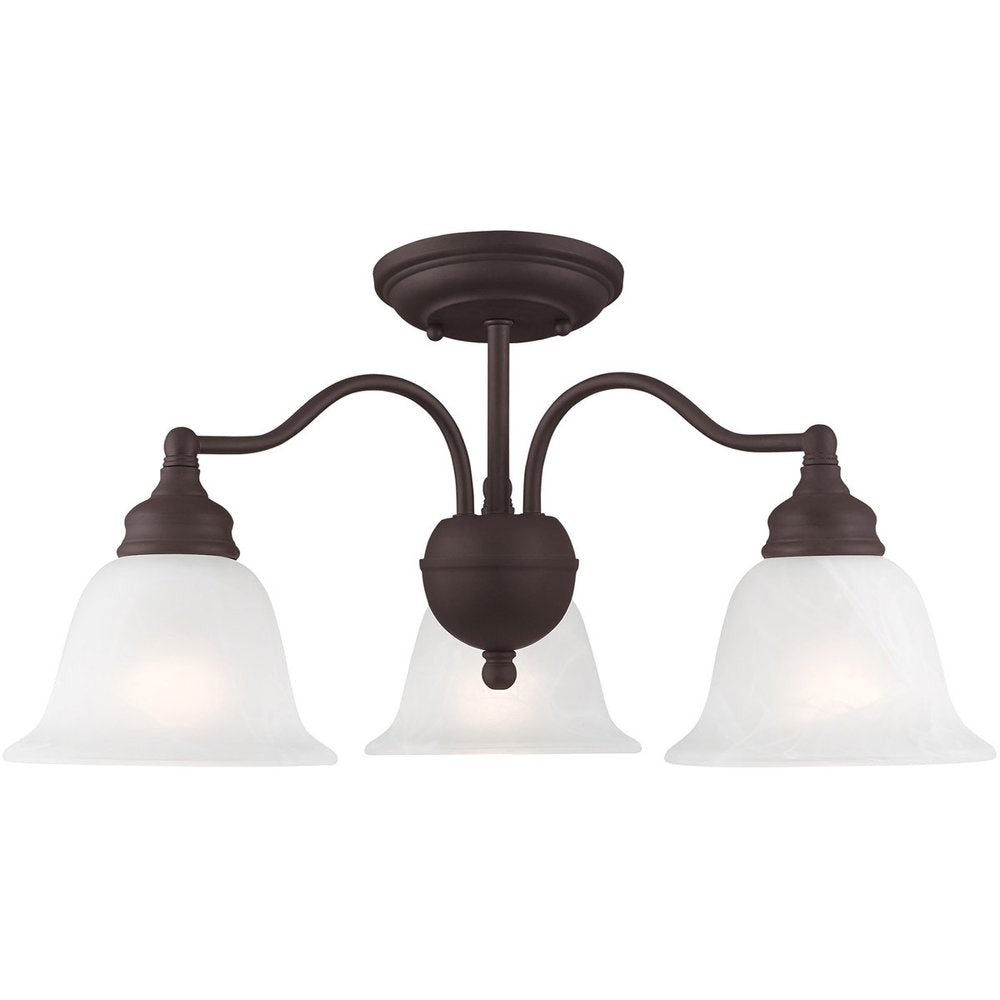 Bronze Three Light Metal Dimmable Chandelier With Shades HomeRoots
