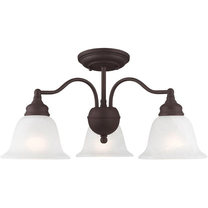Bronze Three Light Metal Dimmable Chandelier With Shades HomeRoots