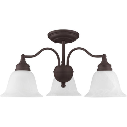 Bronze Three Light Metal Dimmable Chandelier With Shades HomeRoots