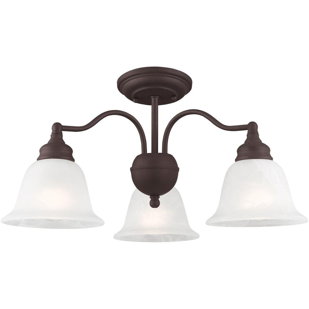 Bronze Three Light Metal Dimmable Chandelier With Shades HomeRoots