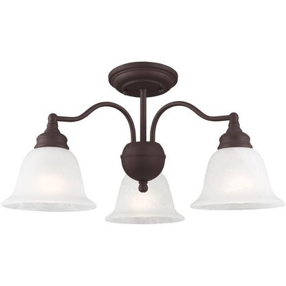Bronze Three Light Metal Dimmable Chandelier With Shades HomeRoots