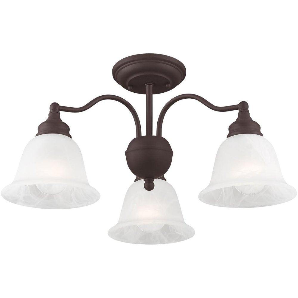 Bronze Three Light Metal Dimmable Chandelier With Shades HomeRoots