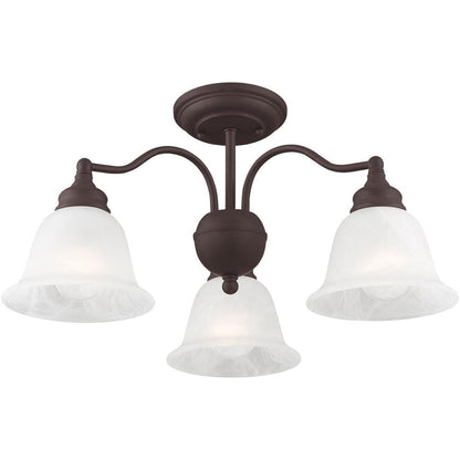 Bronze Three Light Metal Dimmable Chandelier With Shades HomeRoots