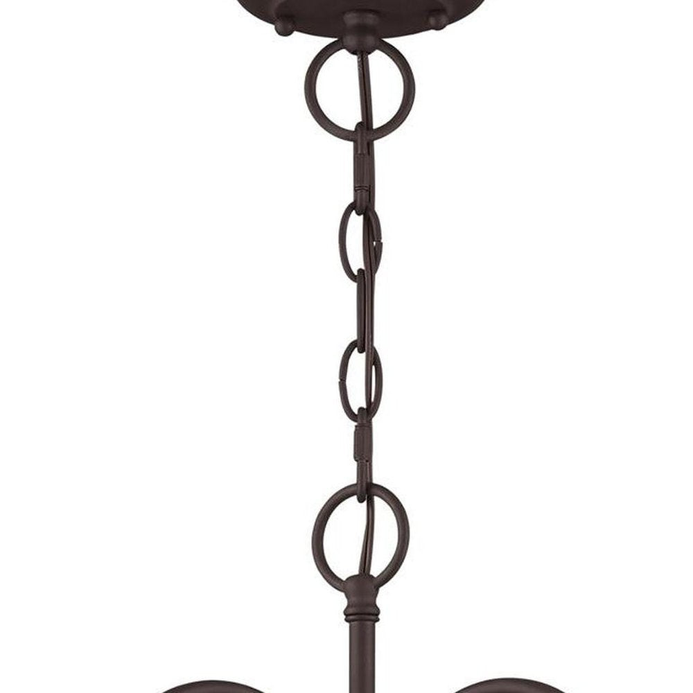 Bronze Three Light Metal Dimmable Chandelier With Shades HomeRoots