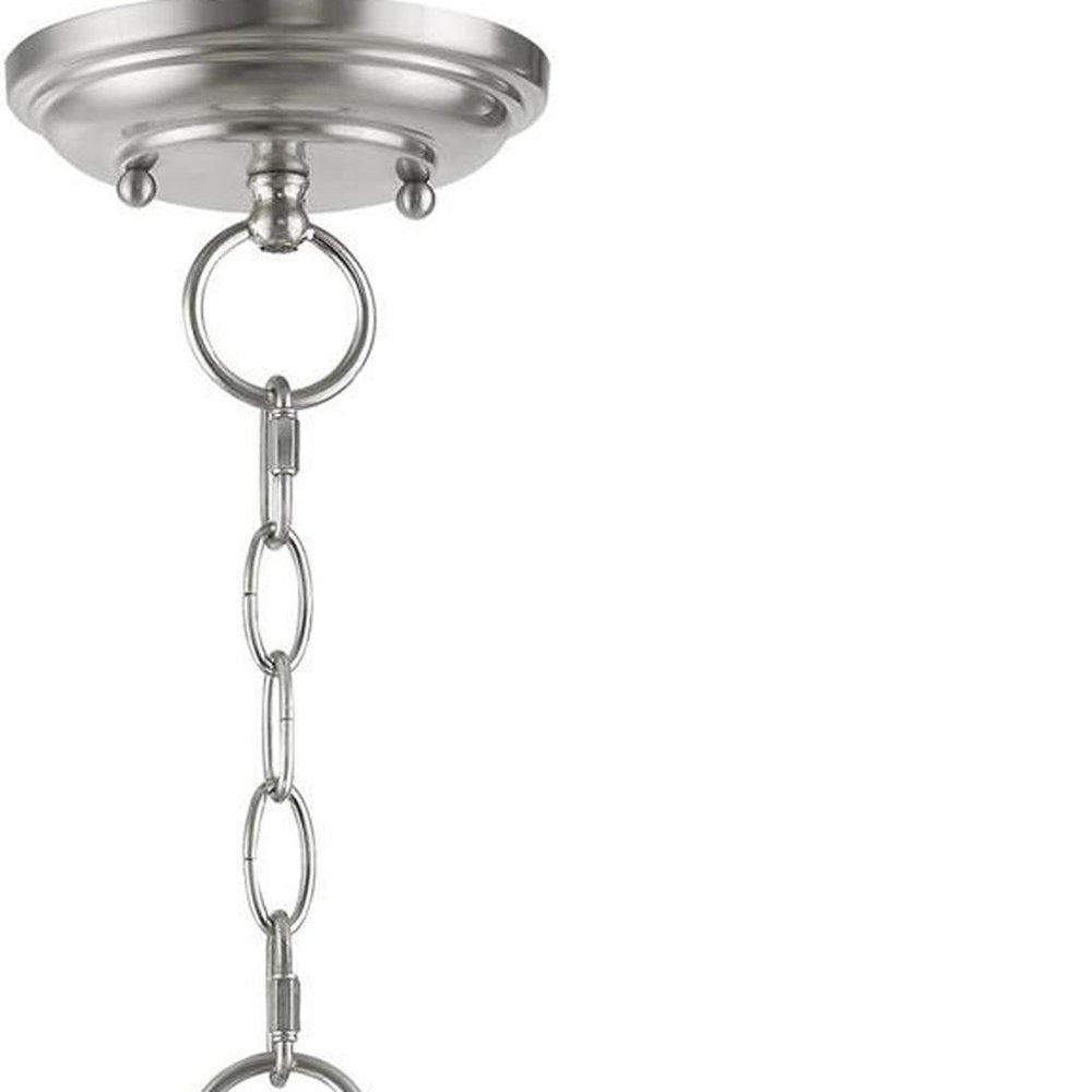 Nickel Three Light Metal Dimmable Chandelier With Shades HomeRoots