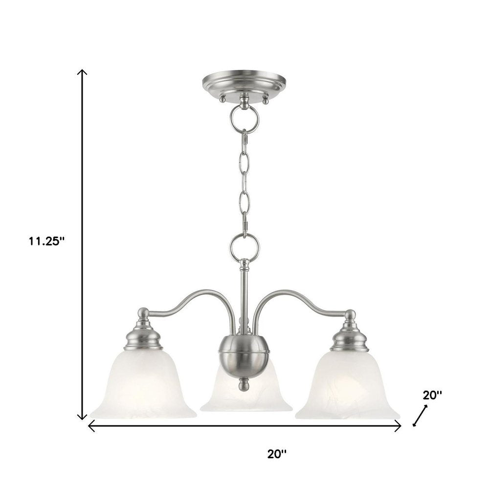Nickel Three Light Metal Dimmable Chandelier With Shades HomeRoots