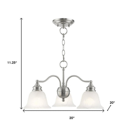Nickel Three Light Metal Dimmable Chandelier With Shades HomeRoots