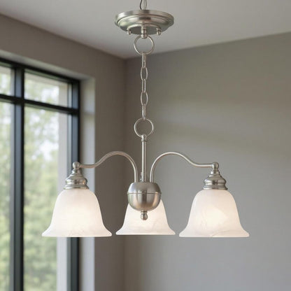 Nickel Three Light Metal Dimmable Chandelier With Shades HomeRoots