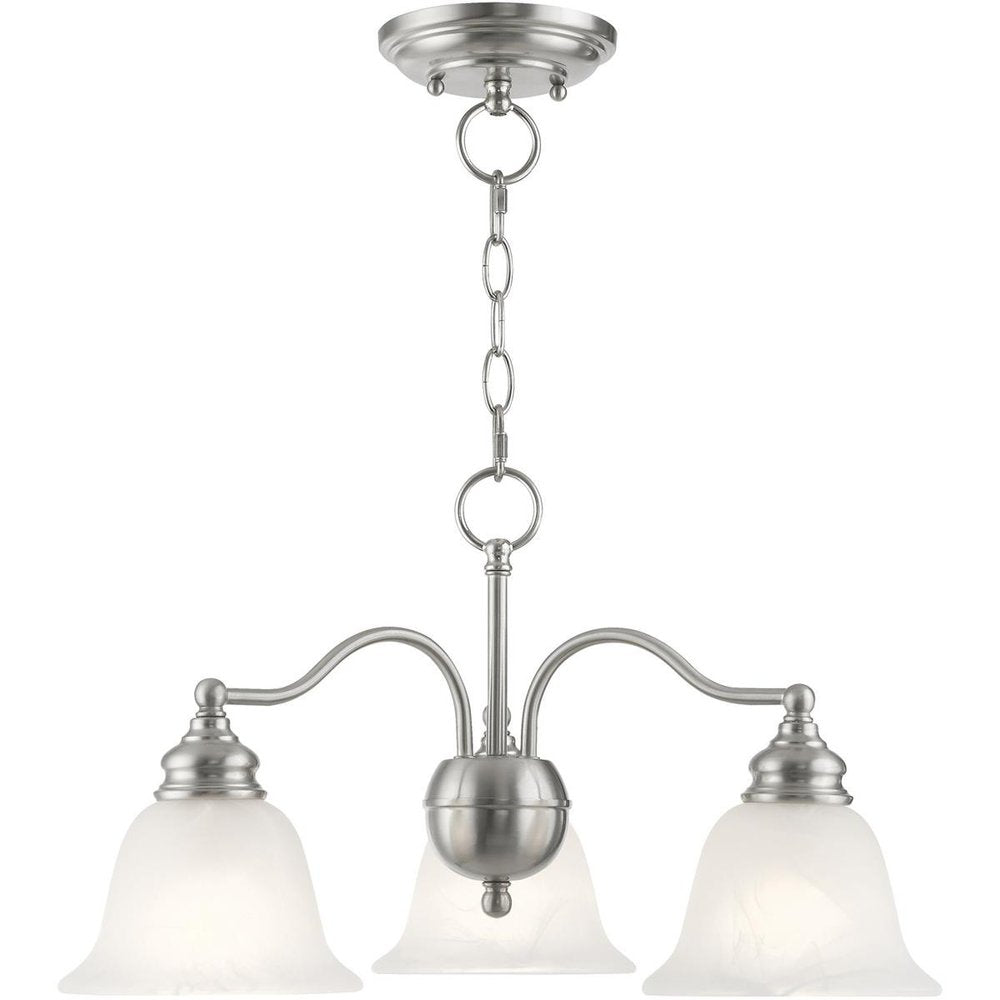 Nickel Three Light Metal Dimmable Chandelier With Shades HomeRoots