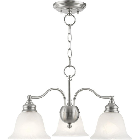 Nickel Three Light Metal Dimmable Chandelier With Shades HomeRoots
