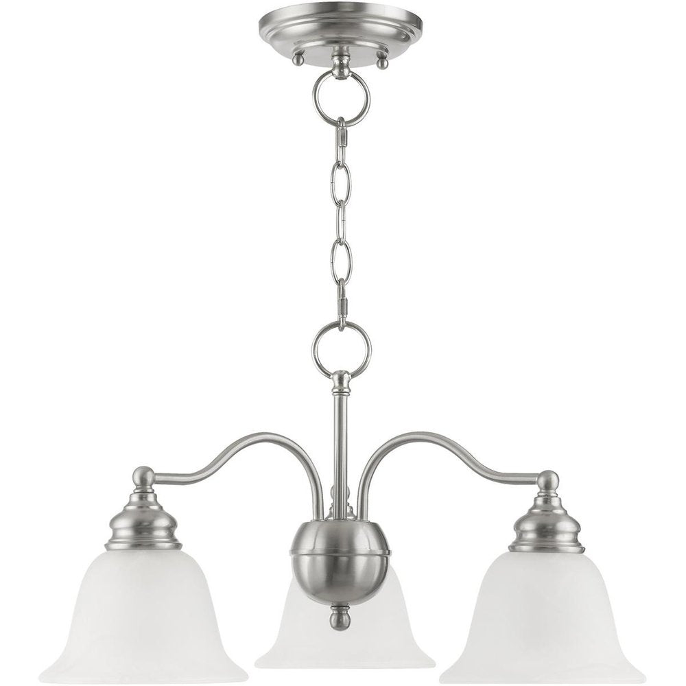 Nickel Three Light Metal Dimmable Chandelier With Shades HomeRoots