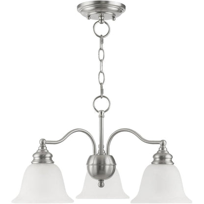Nickel Three Light Metal Dimmable Chandelier With Shades HomeRoots