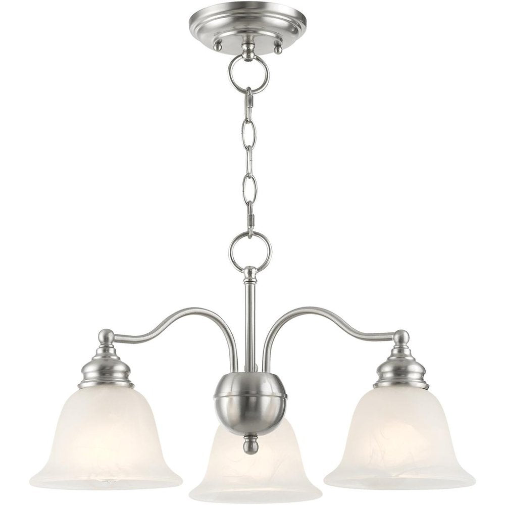 Nickel Three Light Metal Dimmable Chandelier With Shades HomeRoots