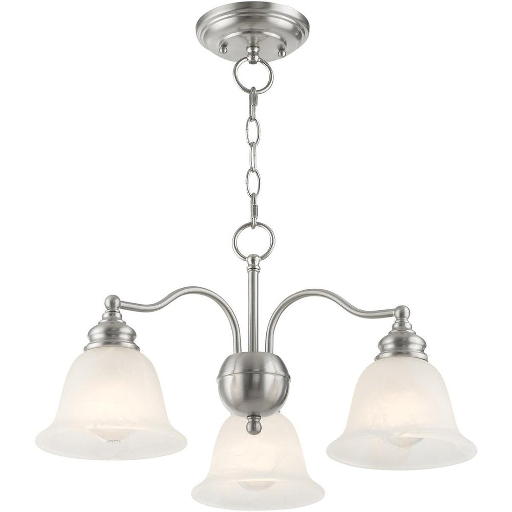 Nickel Three Light Metal Dimmable Chandelier With Shades HomeRoots
