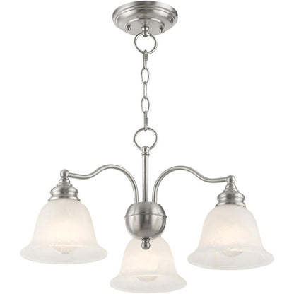 Nickel Three Light Metal Dimmable Chandelier With Shades HomeRoots