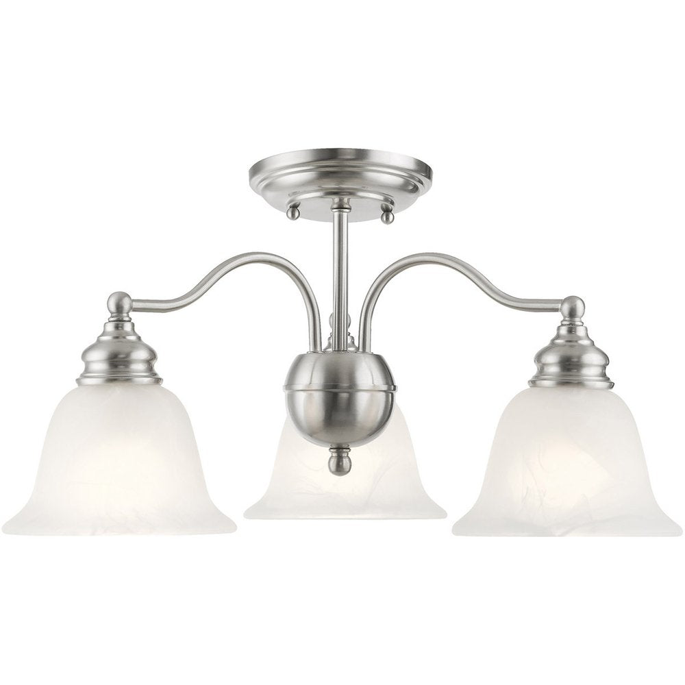 Nickel Three Light Metal Dimmable Chandelier With Shades HomeRoots