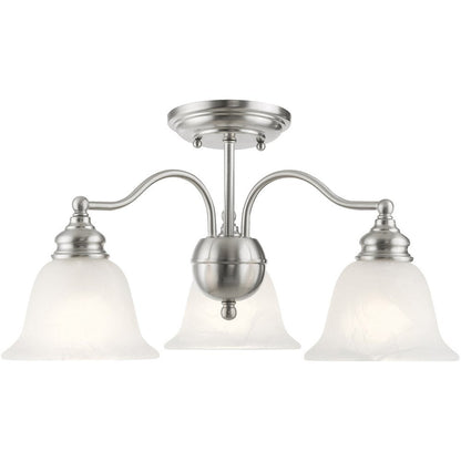 Nickel Three Light Metal Dimmable Chandelier With Shades HomeRoots
