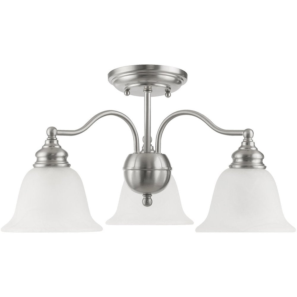 Nickel Three Light Metal Dimmable Chandelier With Shades HomeRoots