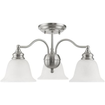 Nickel Three Light Metal Dimmable Chandelier With Shades HomeRoots