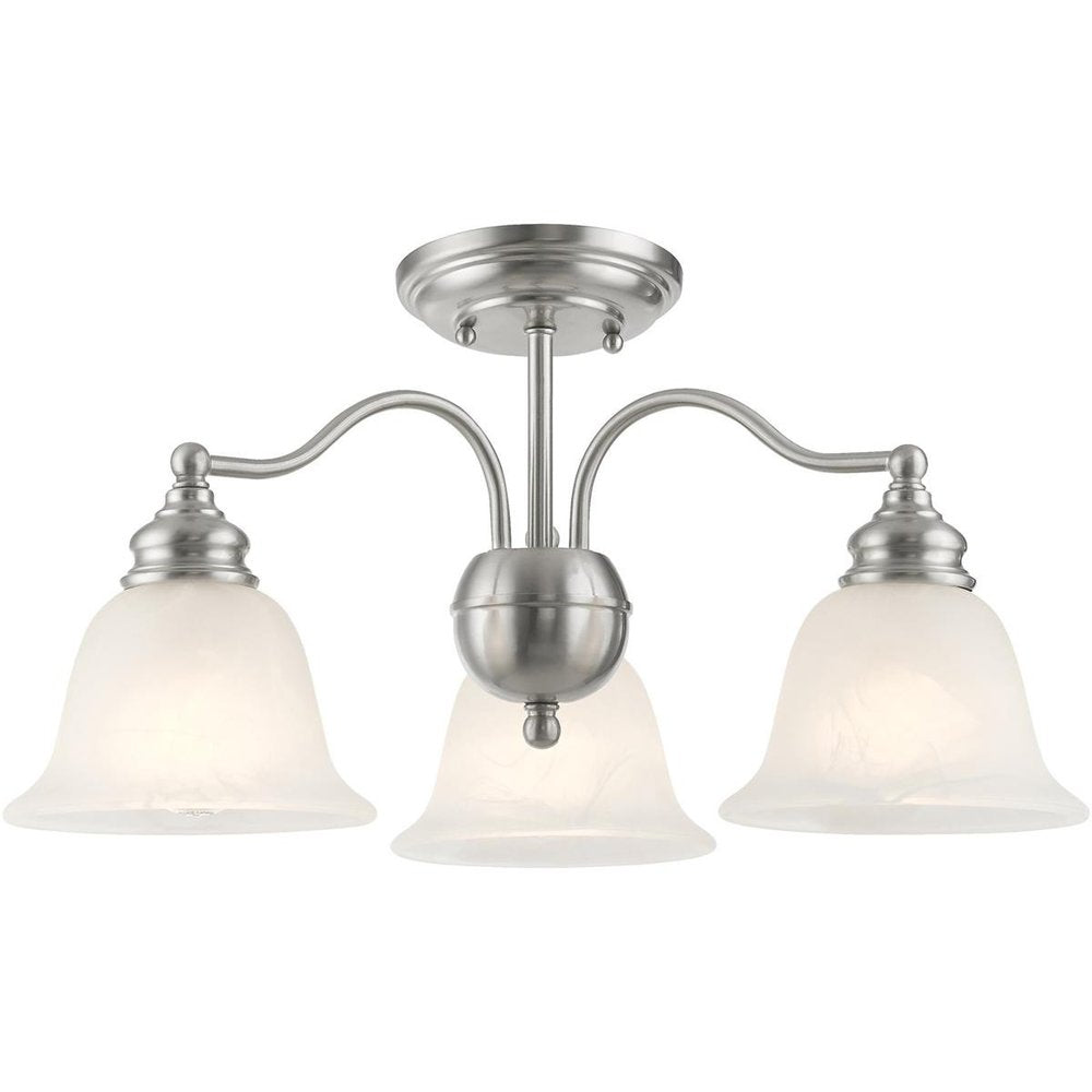 Nickel Three Light Metal Dimmable Chandelier With Shades HomeRoots