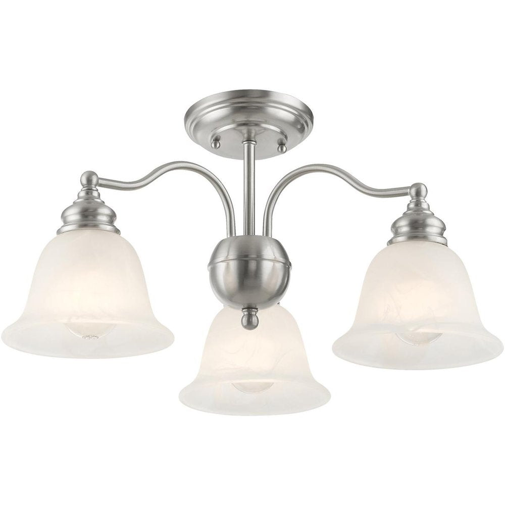 Nickel Three Light Metal Dimmable Chandelier With Shades HomeRoots