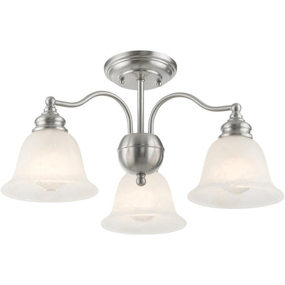 Nickel Three Light Metal Dimmable Chandelier With Shades HomeRoots