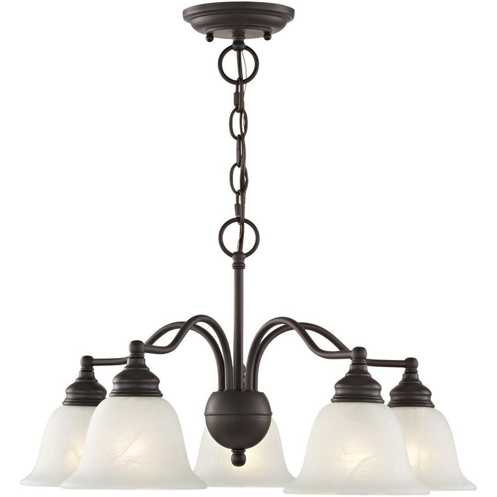 Bronze Five Light Metal Dimmable Chandelier With Shades HomeRoots