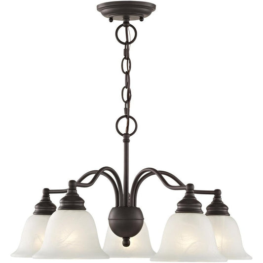 Bronze Five Light Metal Dimmable Chandelier With Shades HomeRoots