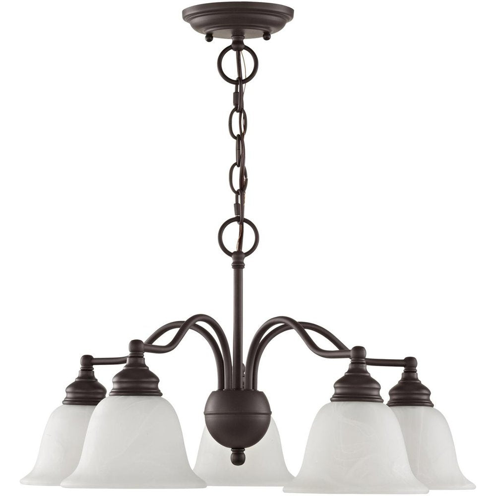 Bronze Five Light Metal Dimmable Chandelier With Shades HomeRoots