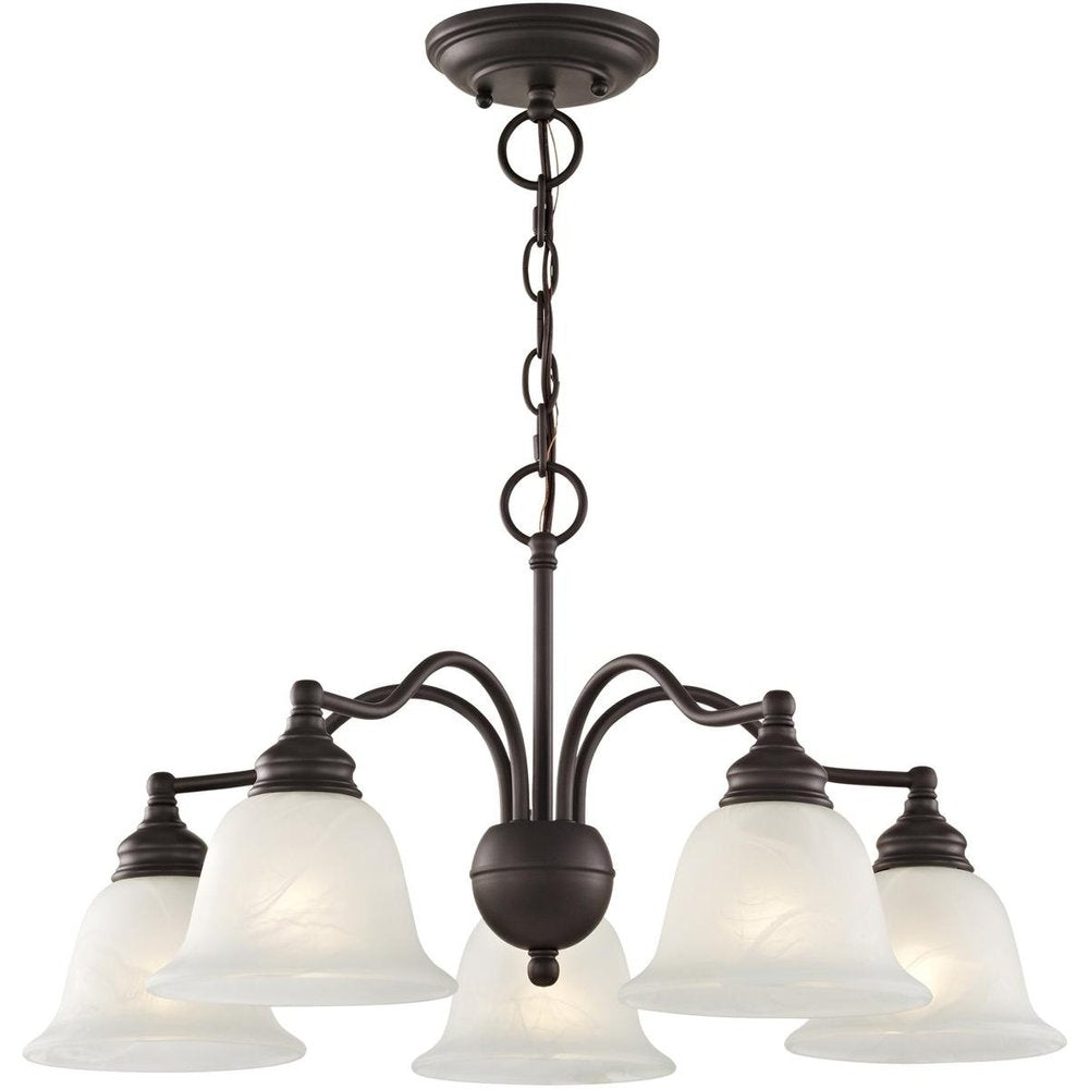 Bronze Five Light Metal Dimmable Chandelier With Shades HomeRoots