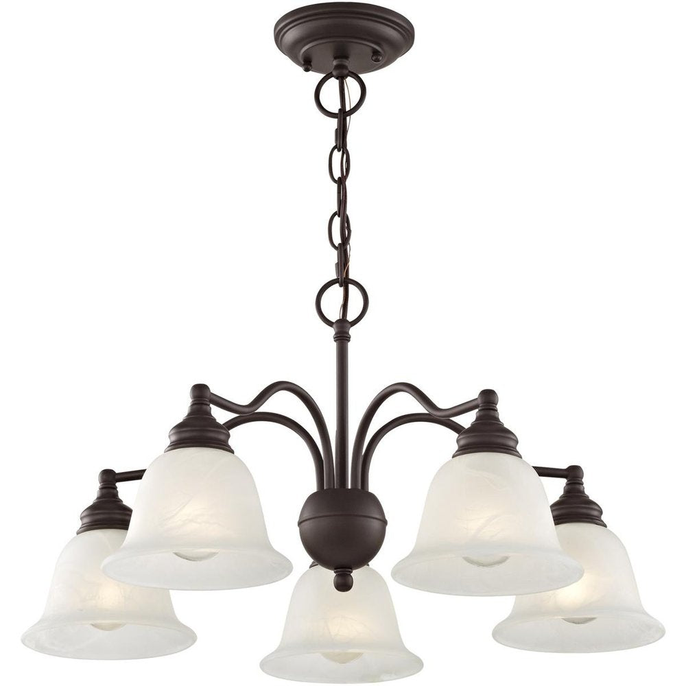 Bronze Five Light Metal Dimmable Chandelier With Shades HomeRoots
