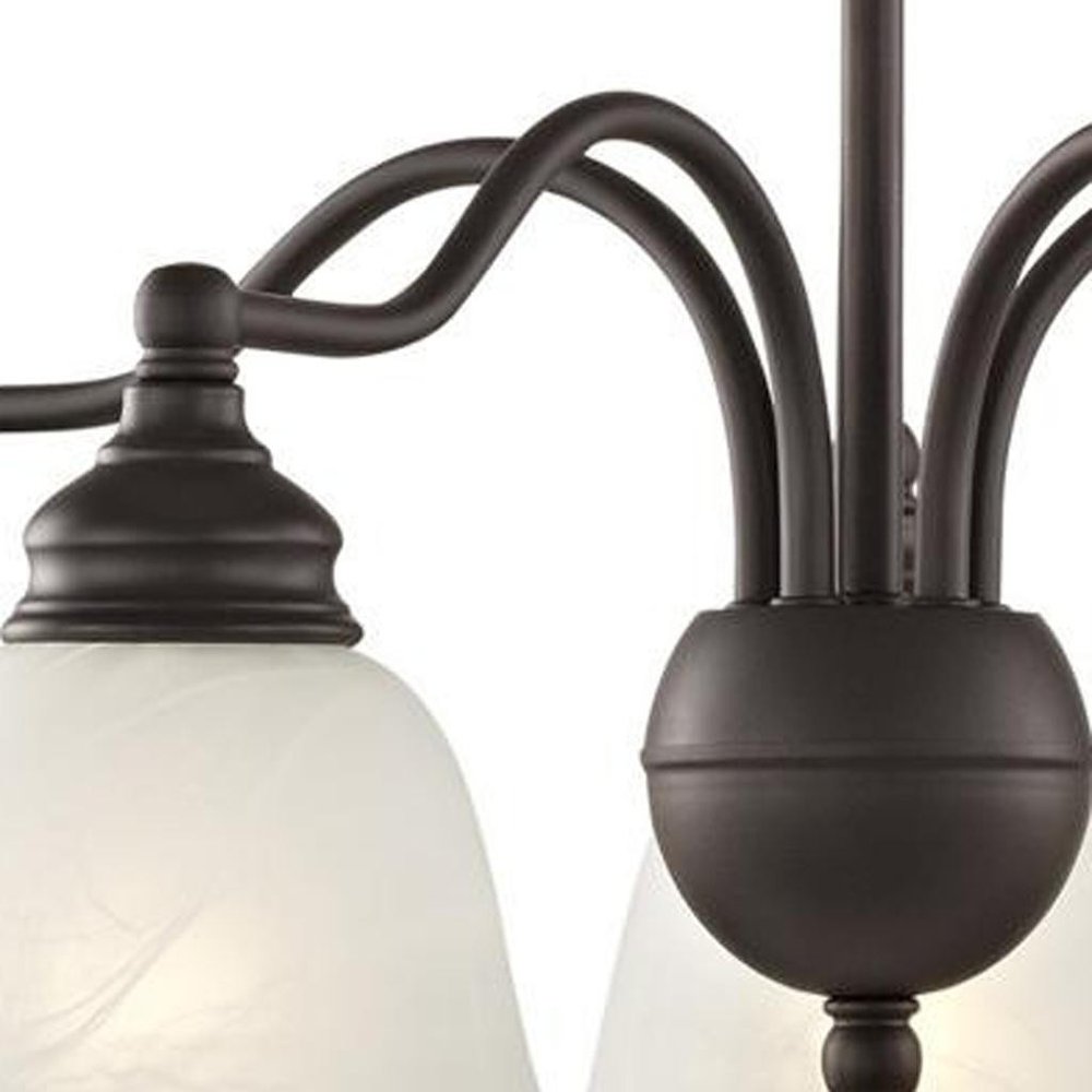 Bronze Five Light Metal Dimmable Chandelier With Shades HomeRoots