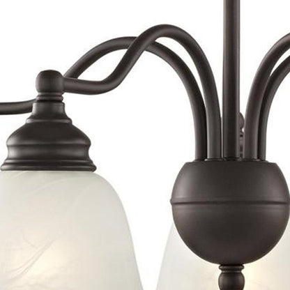 Bronze Five Light Metal Dimmable Chandelier With Shades HomeRoots