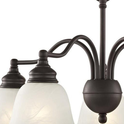 Bronze Five Light Metal Dimmable Chandelier With Shades HomeRoots