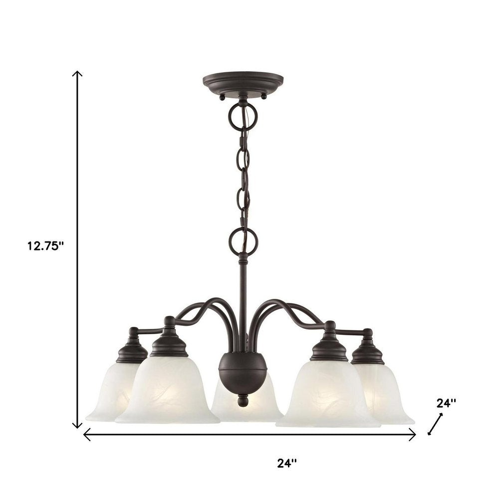 Bronze Five Light Metal Dimmable Chandelier With Shades HomeRoots