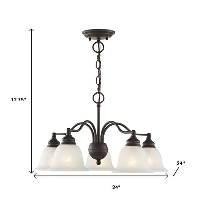 Bronze Five Light Metal Dimmable Chandelier With Shades HomeRoots