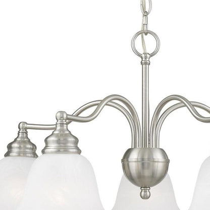 Nickel Five Light Metal Dimmable Chandelier With Shades HomeRoots