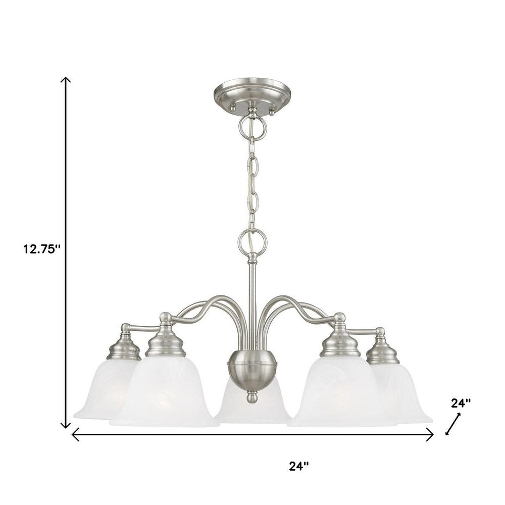 Nickel Five Light Metal Dimmable Chandelier With Shades HomeRoots