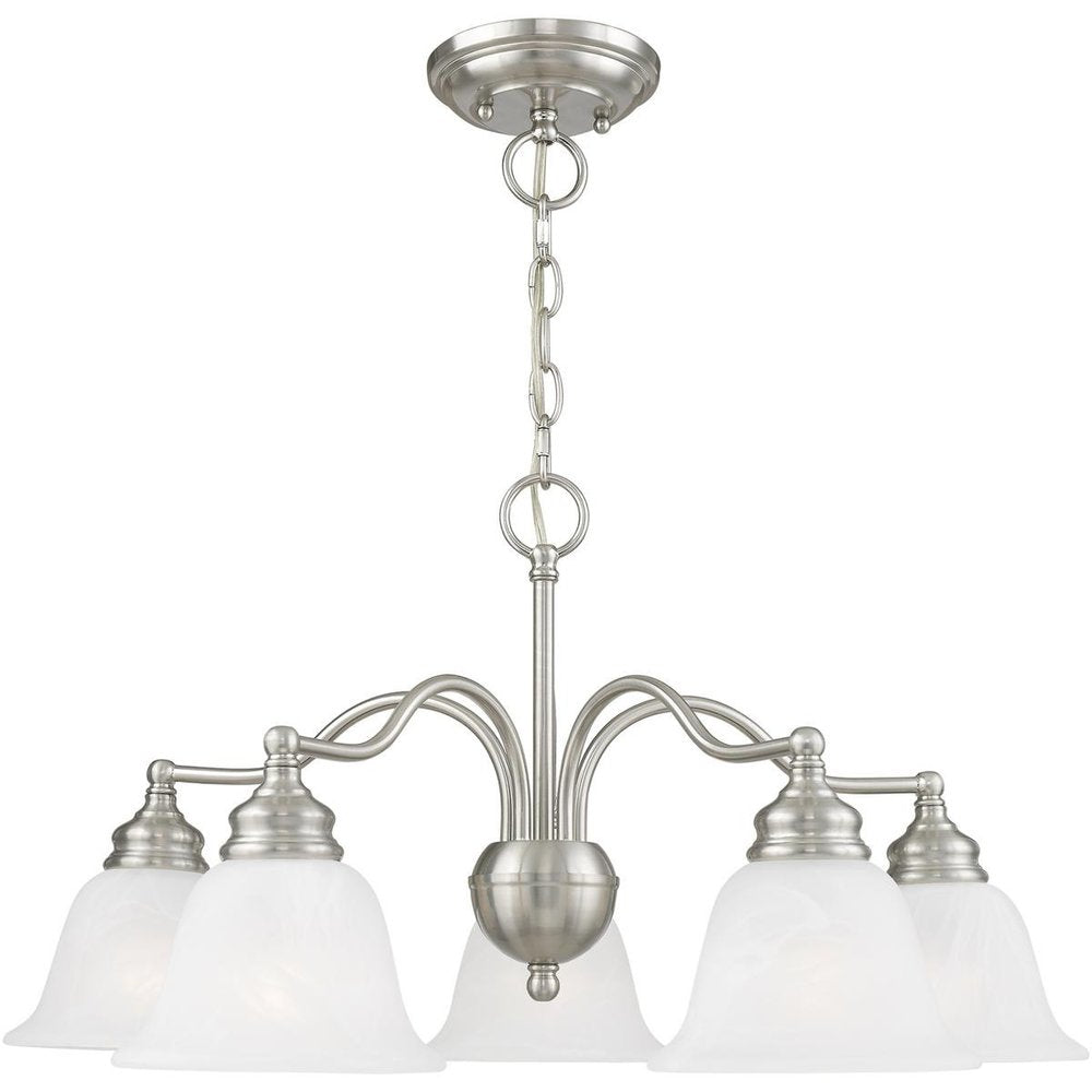 Nickel Five Light Metal Dimmable Chandelier With Shades HomeRoots