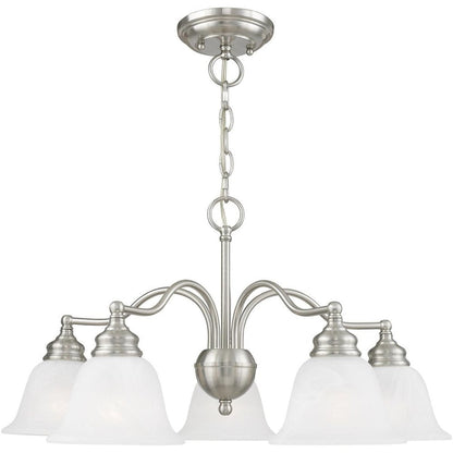 Nickel Five Light Metal Dimmable Chandelier With Shades HomeRoots